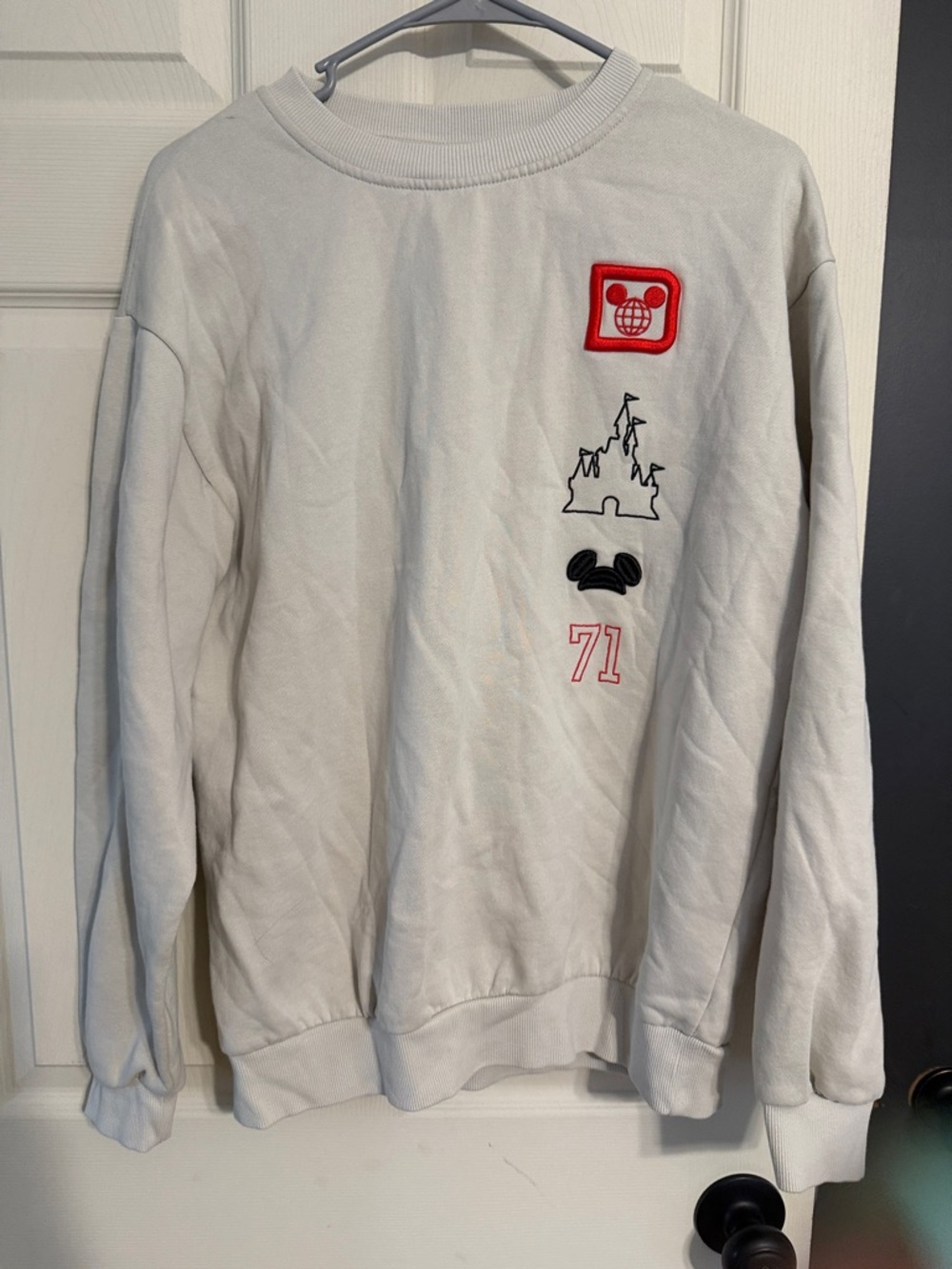 Mickey Cream Graphic Sweatshirt with Red & Black Accents